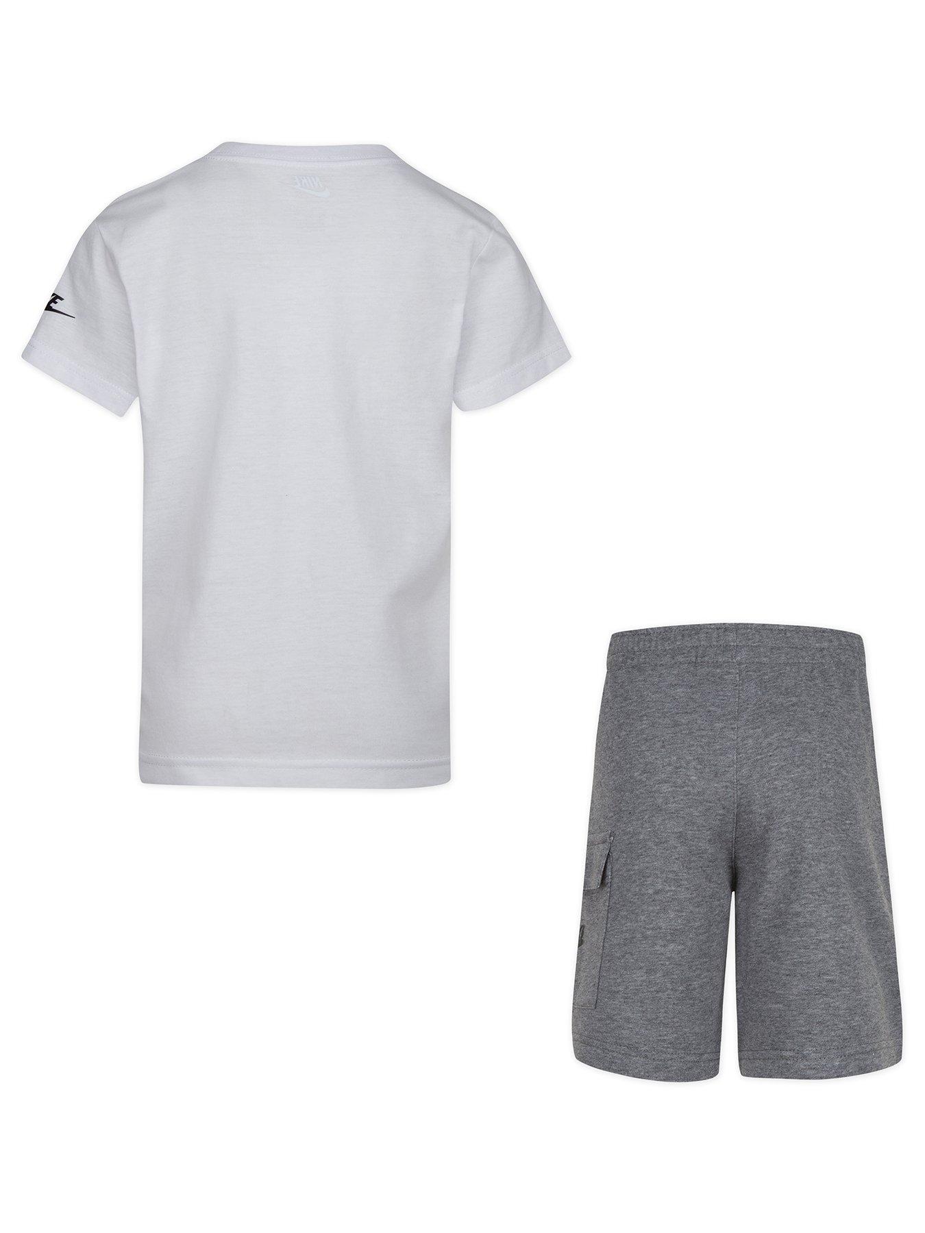 Image 3 of 5 of Nike Kids Boys Cargo Short And S/s T-shirt Set - Grey/white