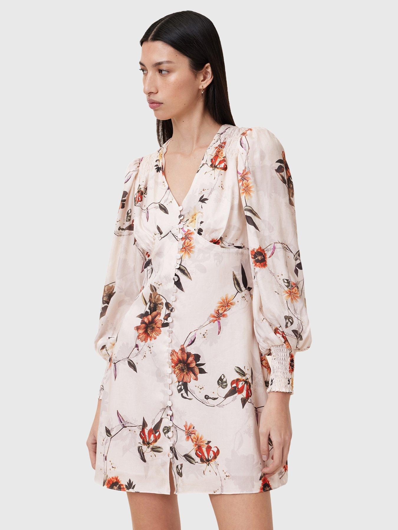 Image 1 of 6 of AllSaints Auden Floral Mini Dress - Multi