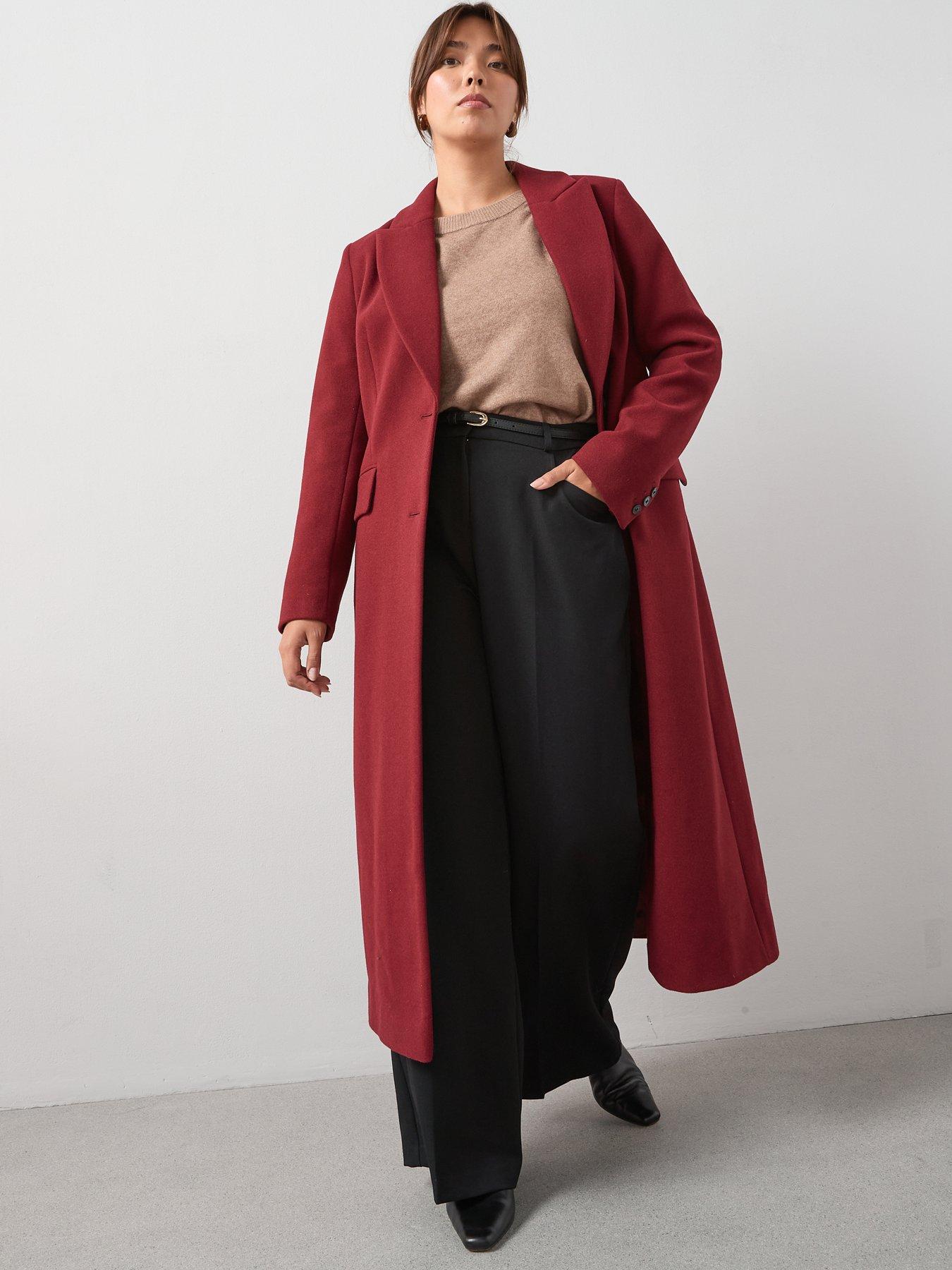 Image 4 of 6 of V by Very Curve Single Breasted Coat - Red