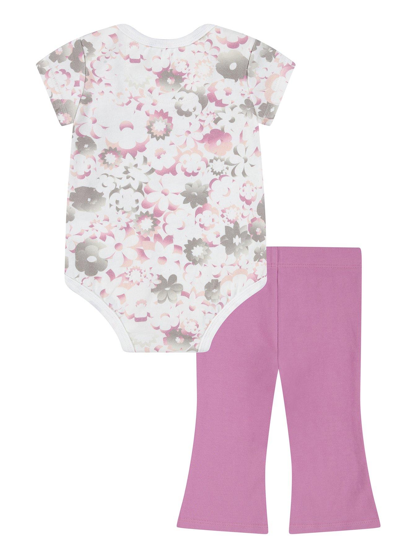 Image 2 of 4 of Nike Infant Girls Floral Bodysuit And Legging Set - Pink