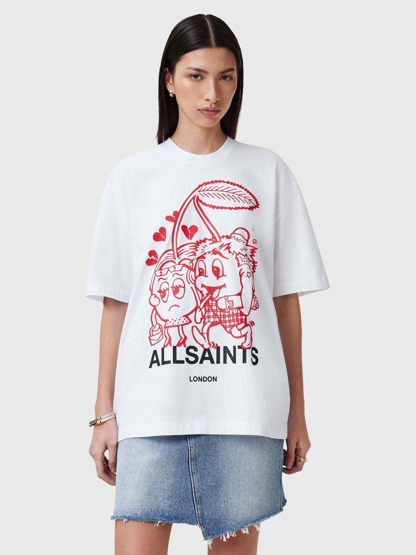 Image of AllSaints Heartbreak Short Sleeve Crew Neck - White