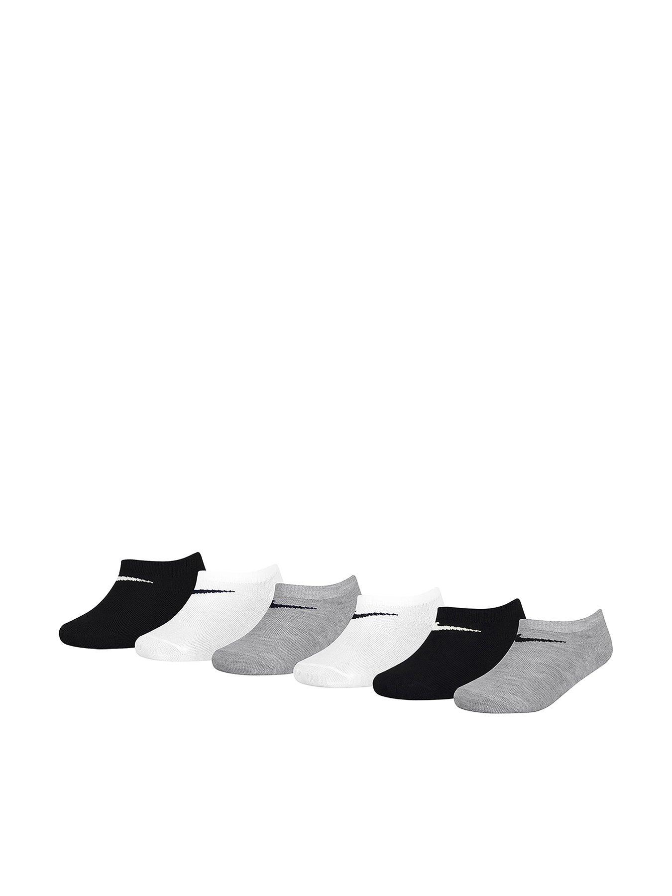 Nike Kids Unisex Basic No Show Socks 6 Pack - White/grey/black