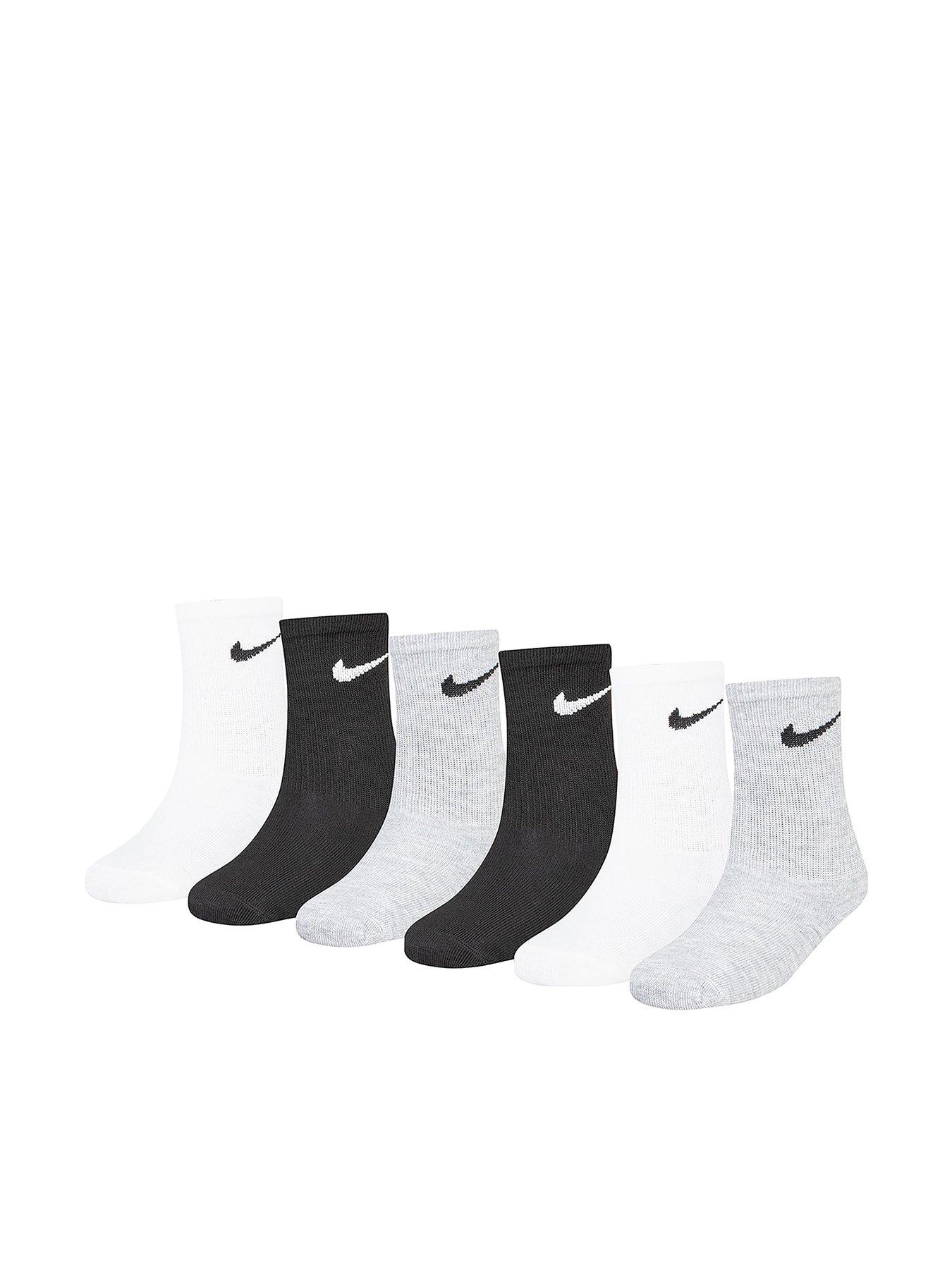 Image 1 of 3 of Nike Kids Unisex Basic Crew Socks 6 Pack - White/grey/black