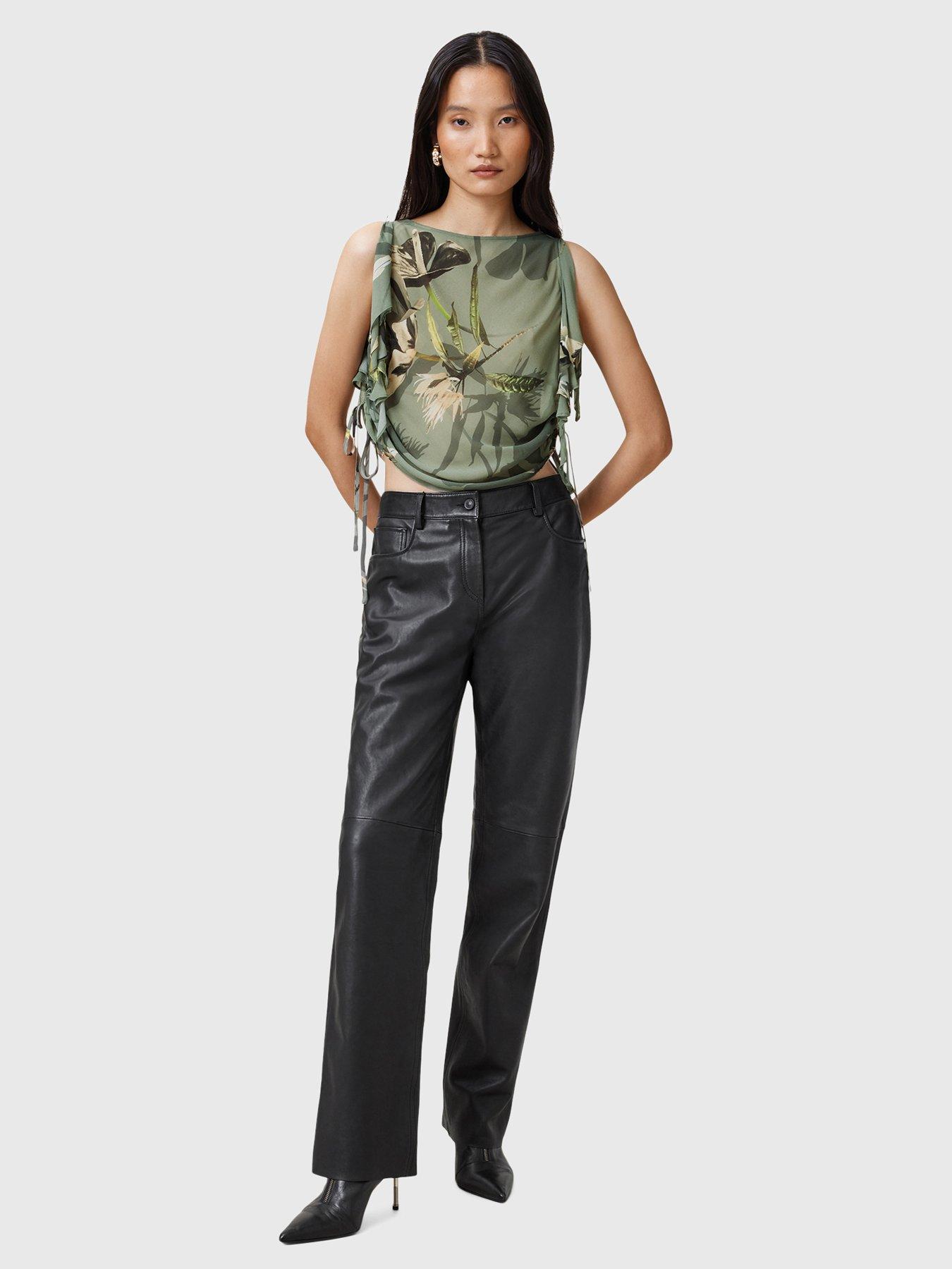 Image 3 of 6 of AllSaints Bettie Floral Print Adjustable Drawcord Top - Green