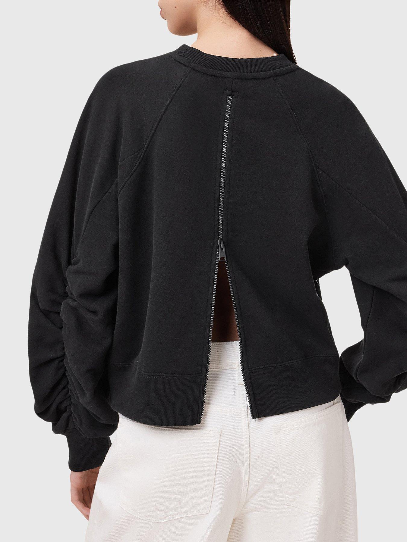 Image 2 of 6 of AllSaints Metallo Dana Printed Zip Sweatshirt - Black