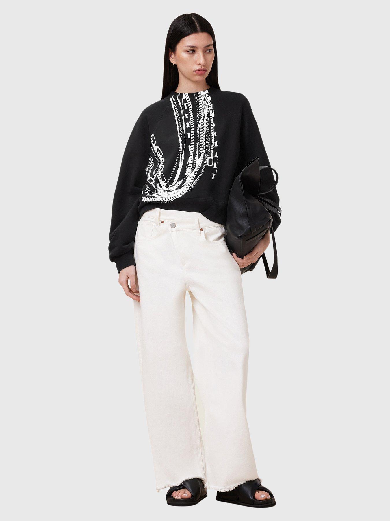 Image 3 of 6 of AllSaints Metallo Dana Printed Zip Sweatshirt - Black