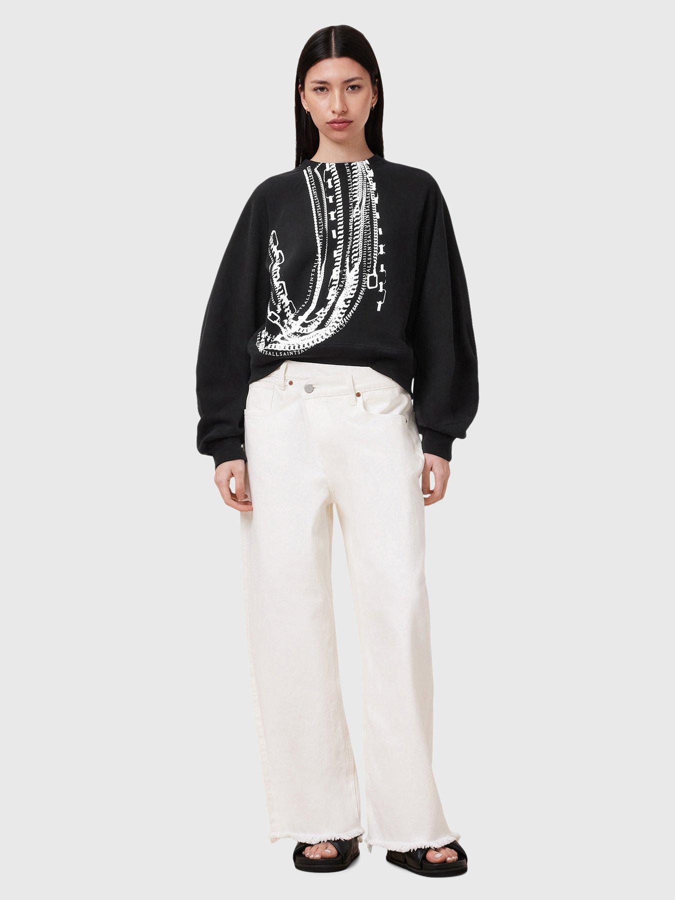 Image 5 of 6 of AllSaints Metallo Dana Printed Zip Sweatshirt - Black
