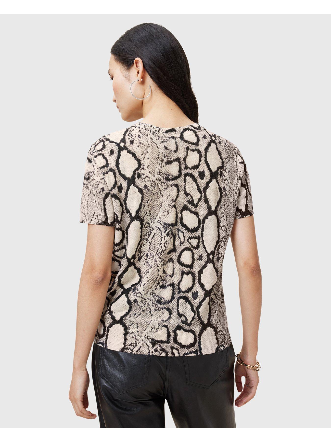 Image 2 of 6 of AllSaints Anouk Slim Fit Printed Wool T-Shirt - Multi