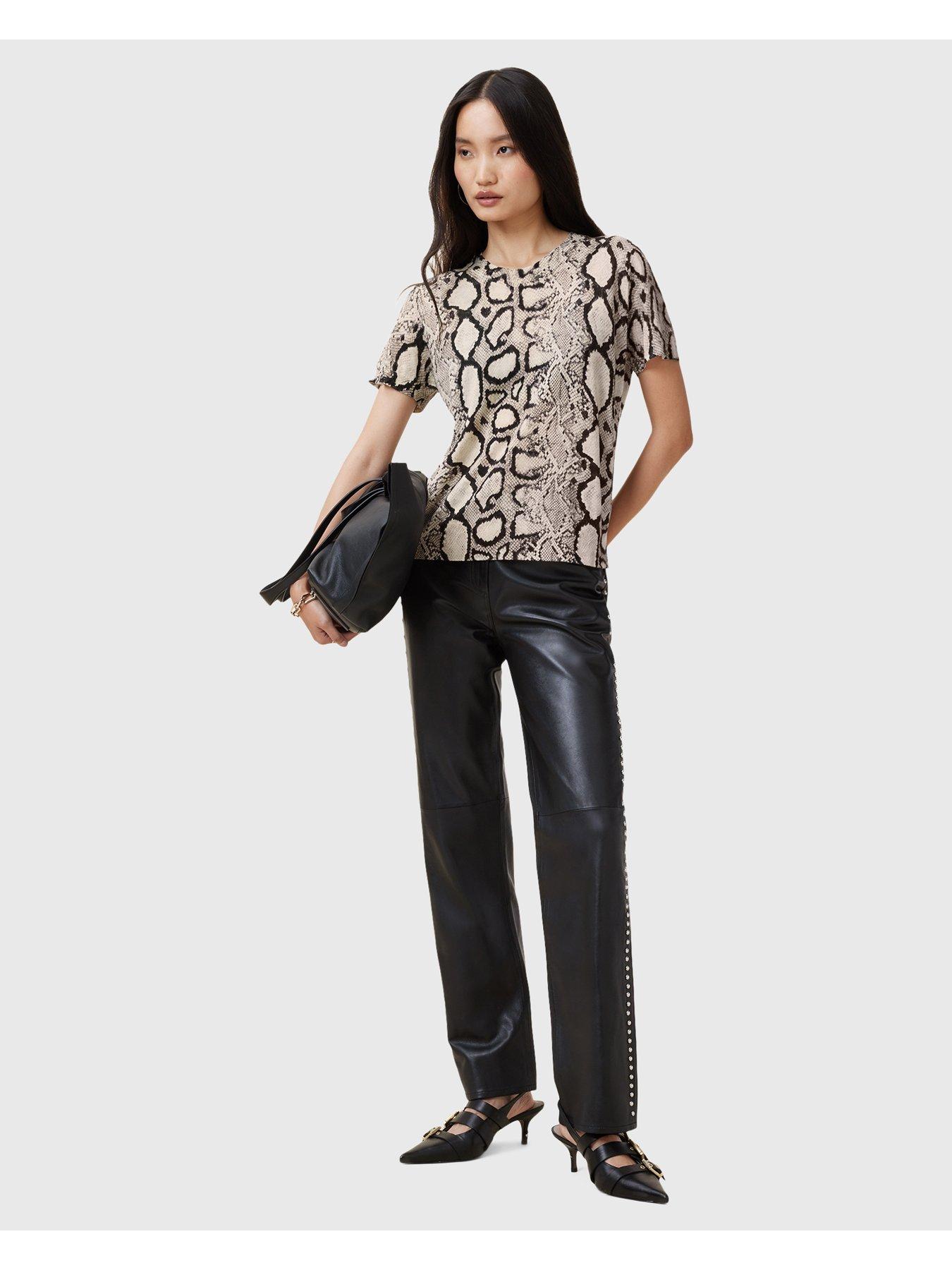 Image 3 of 6 of AllSaints Anouk Slim Fit Printed Wool T-Shirt - Multi