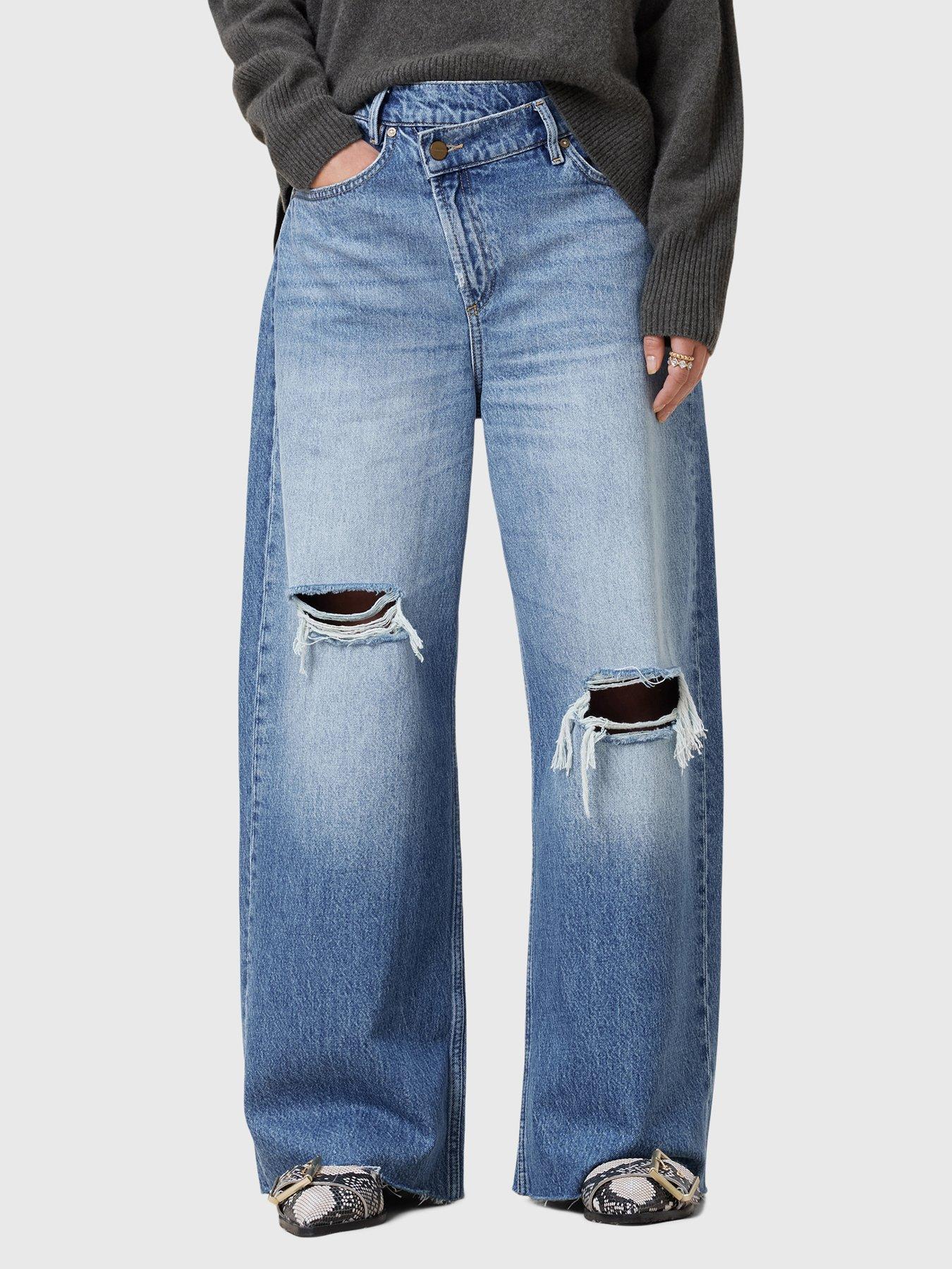 AllSaints Aki Crossover Straight Leg Denim Jeans - Blue