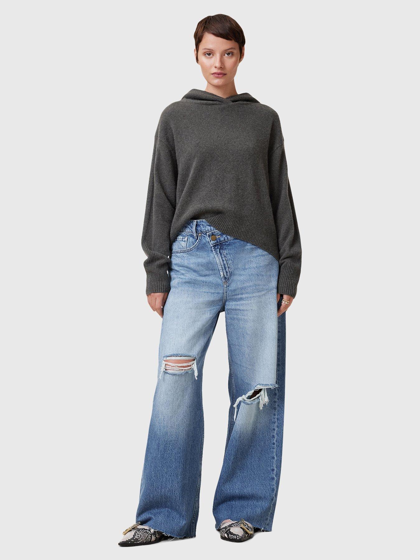 Image 3 of 6 of AllSaints Aki Crossover Straight Leg Denim Jeans - Blue