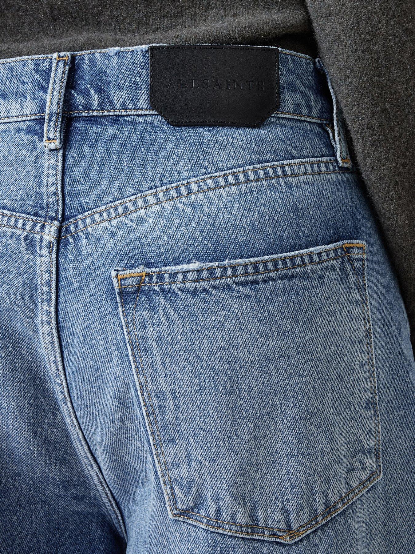 Image 5 of 6 of AllSaints Aki Crossover Straight Leg Denim Jeans - Blue