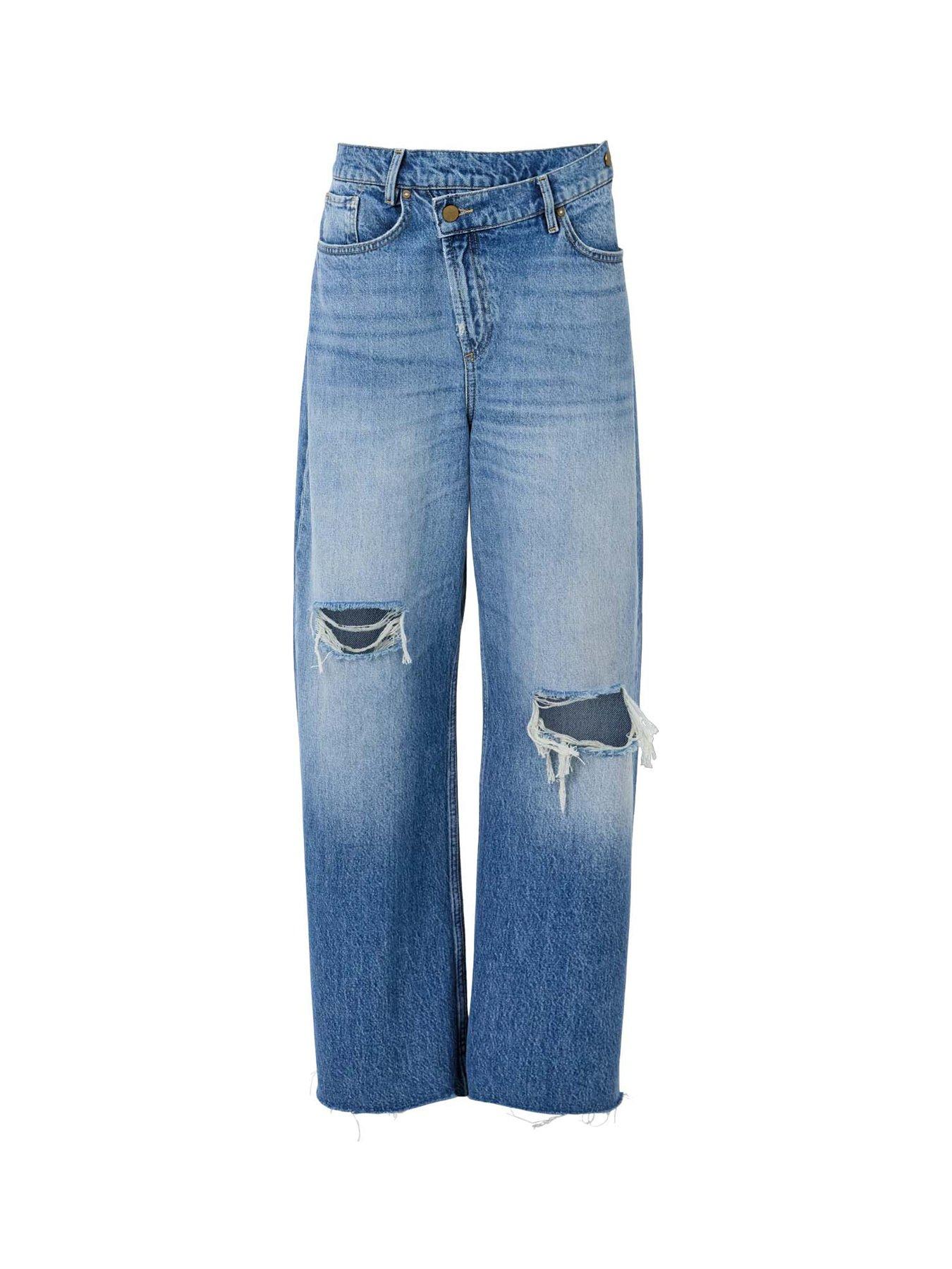 Image 6 of 6 of AllSaints Aki Crossover Straight Leg Denim Jeans - Blue