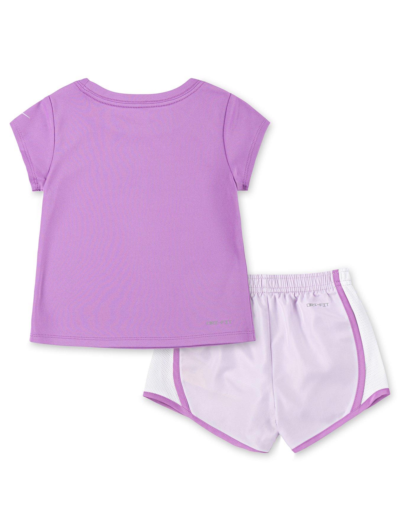 Image 2 of 4 of Nike Kids Girls Essentials S/s T-shirt And Short Set - Purple