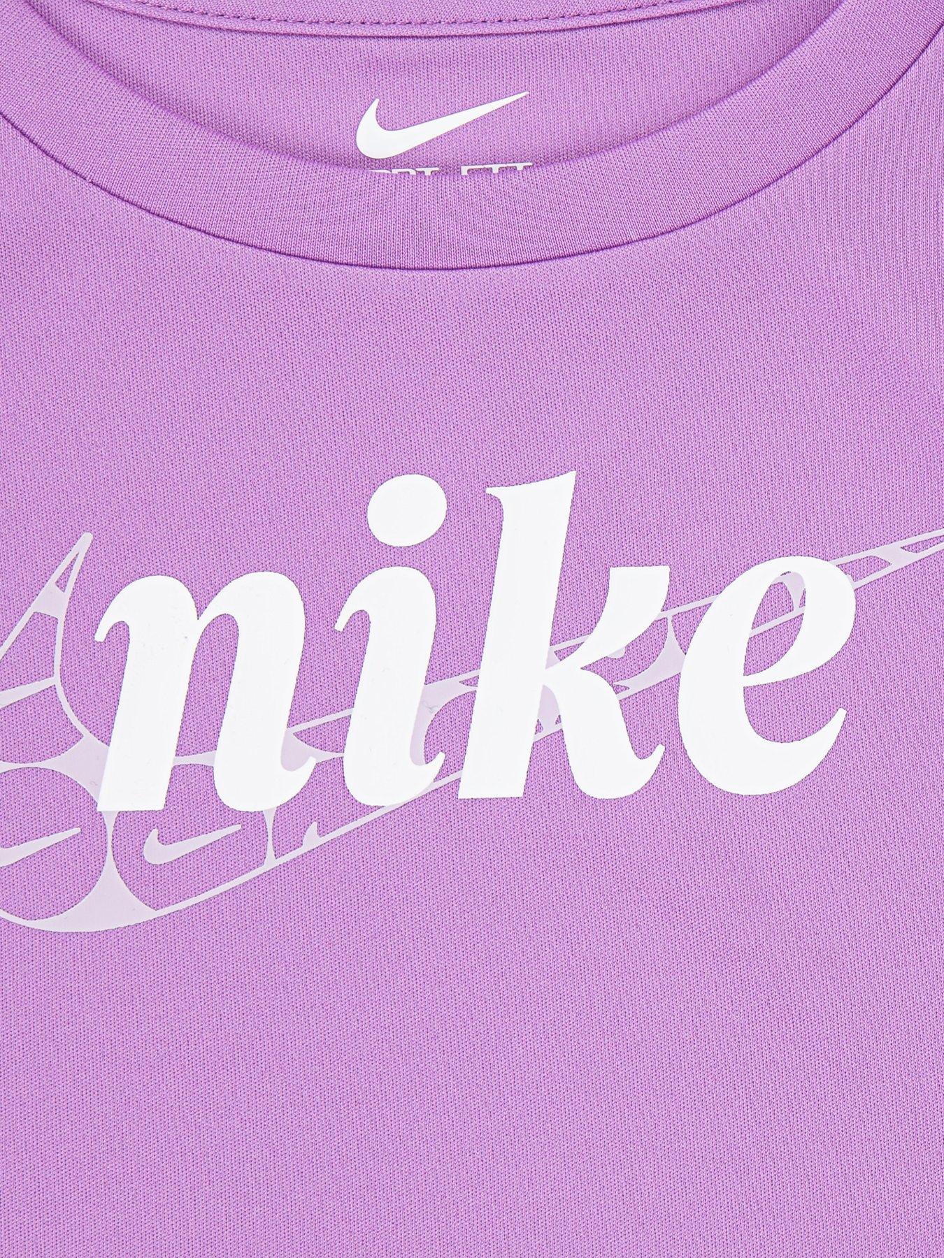 Image 3 of 4 of Nike Kids Girls Essentials S/s T-shirt And Short Set - Purple