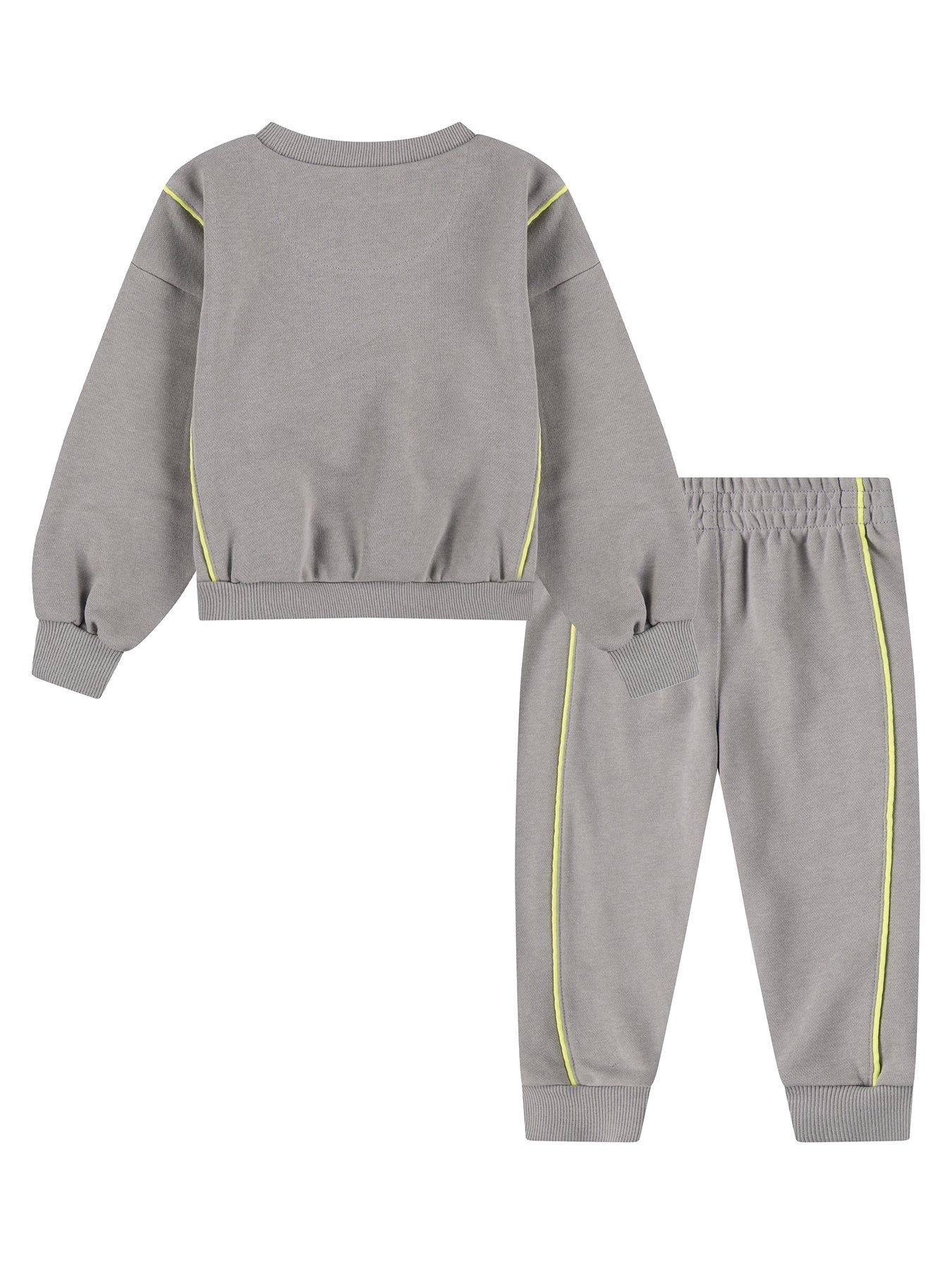 Image 2 of 4 of Nike Kids Girls Essentials Crew And Jogger Set - Grey