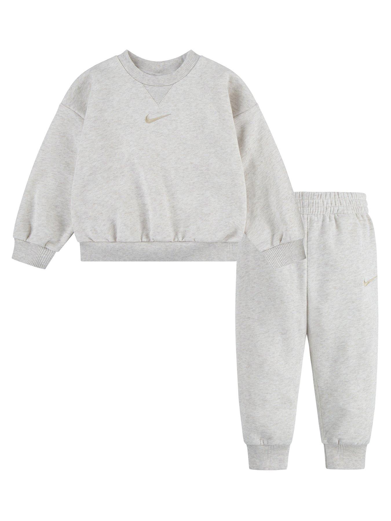 undefined Kids Unisex Essential Crew And Jogger Set - Beige