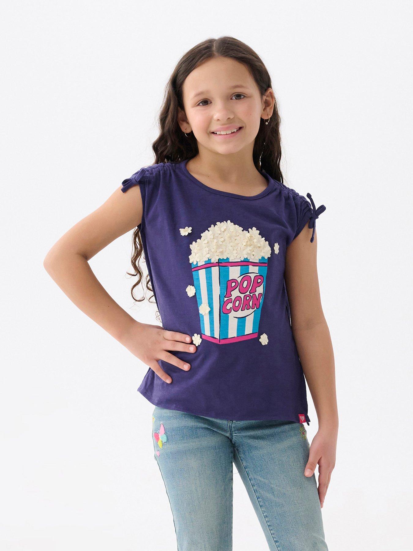 Hatley Girls Pop Corn Cinched Shoulder Top - Blue