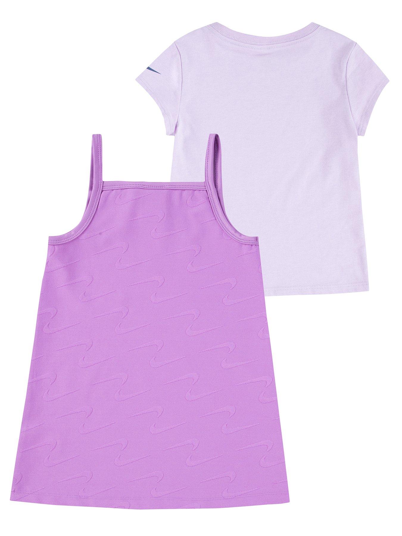 Image 2 of 4 of Nike Kids Girls Swoosh S/s T-shirt And Dress Set - Purple