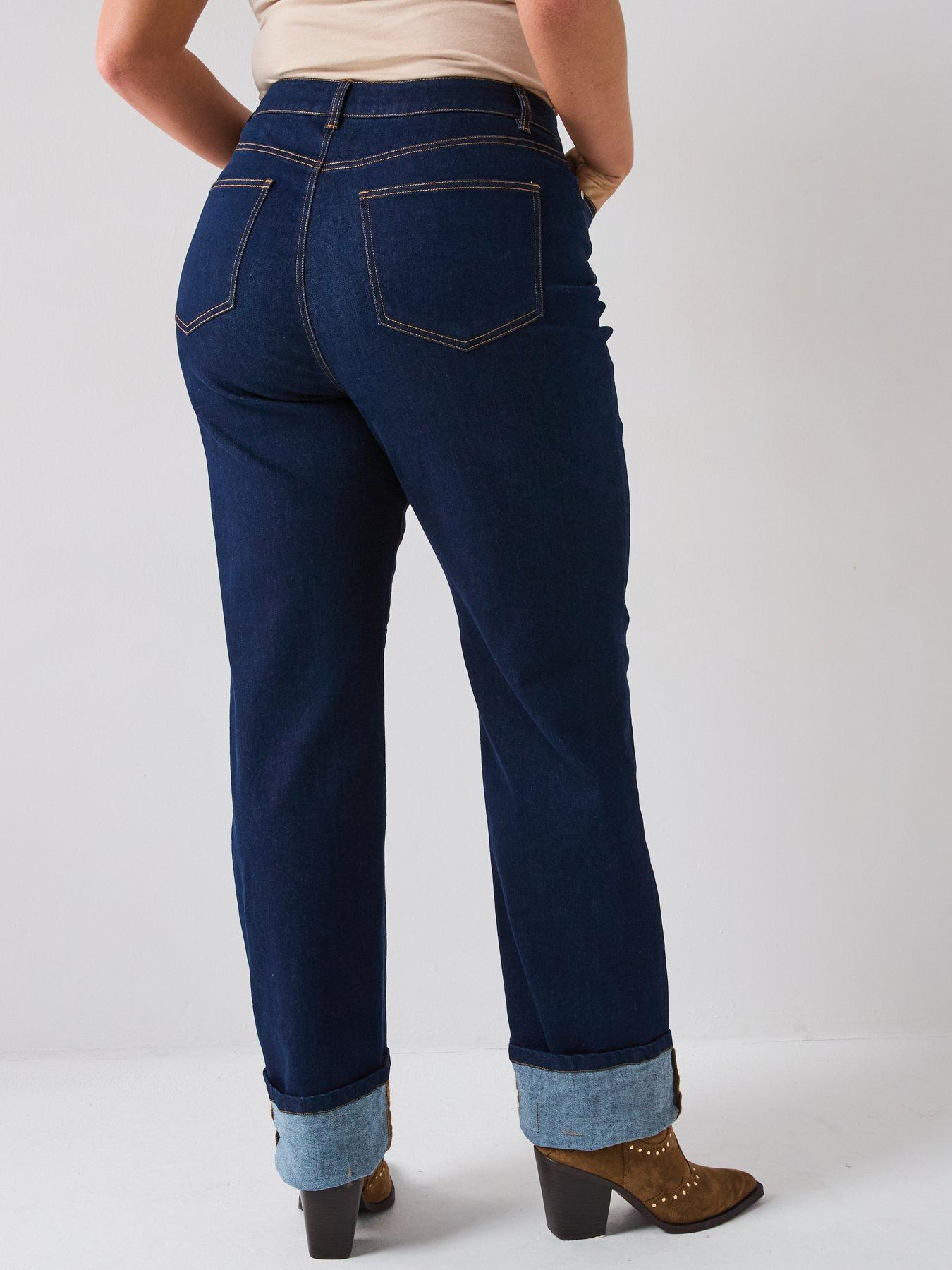 v-by-very-curve-high-waisted-stretch-turn-up-straight-leg-jean-dark-bluestillFront