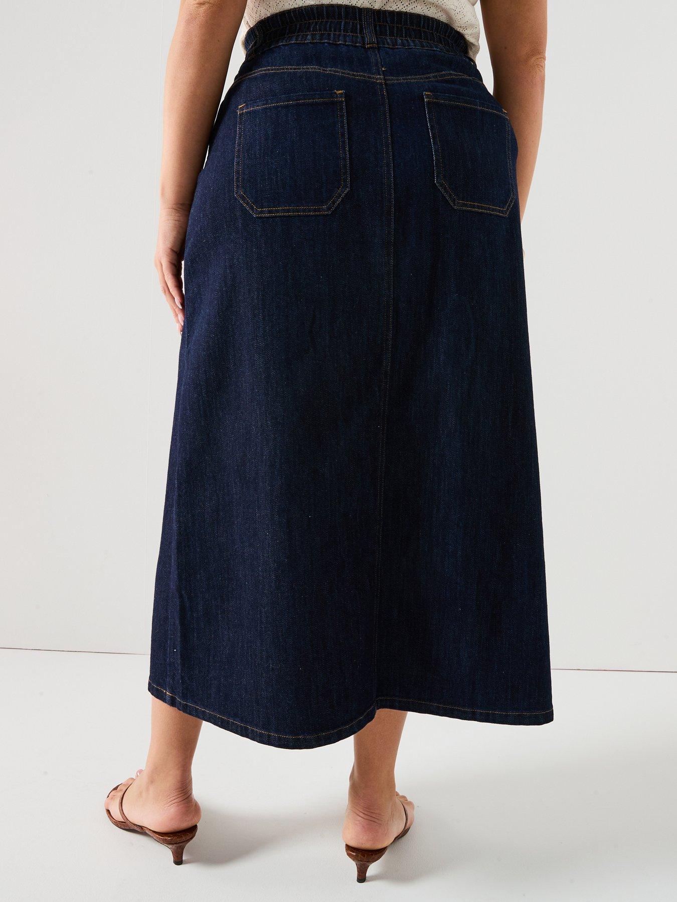v-by-very-curve-elasticated-waist-a-line-denim-midi-skirt-dark-bluestillFront