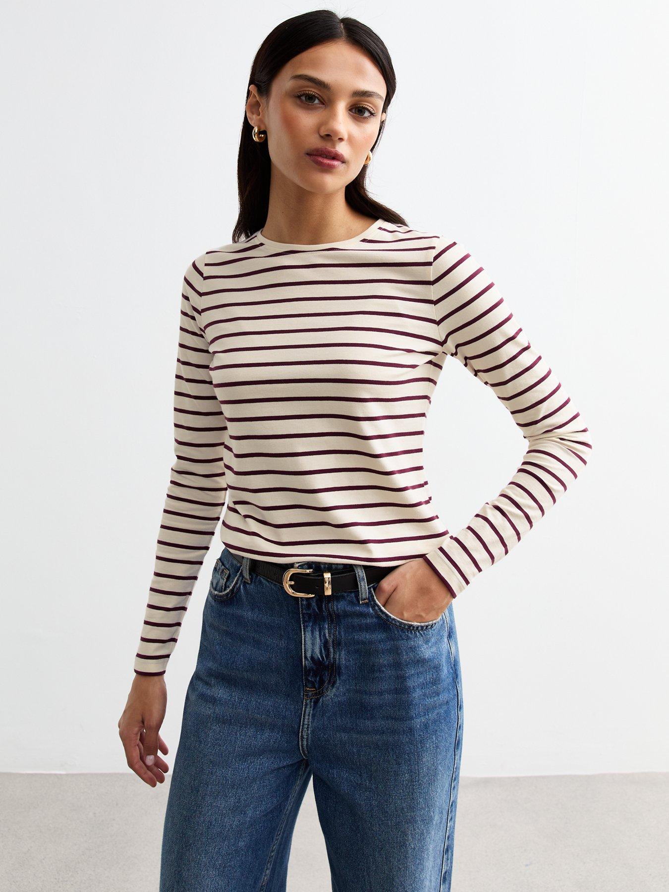 new-look-cream-striped-long-sleeve-top