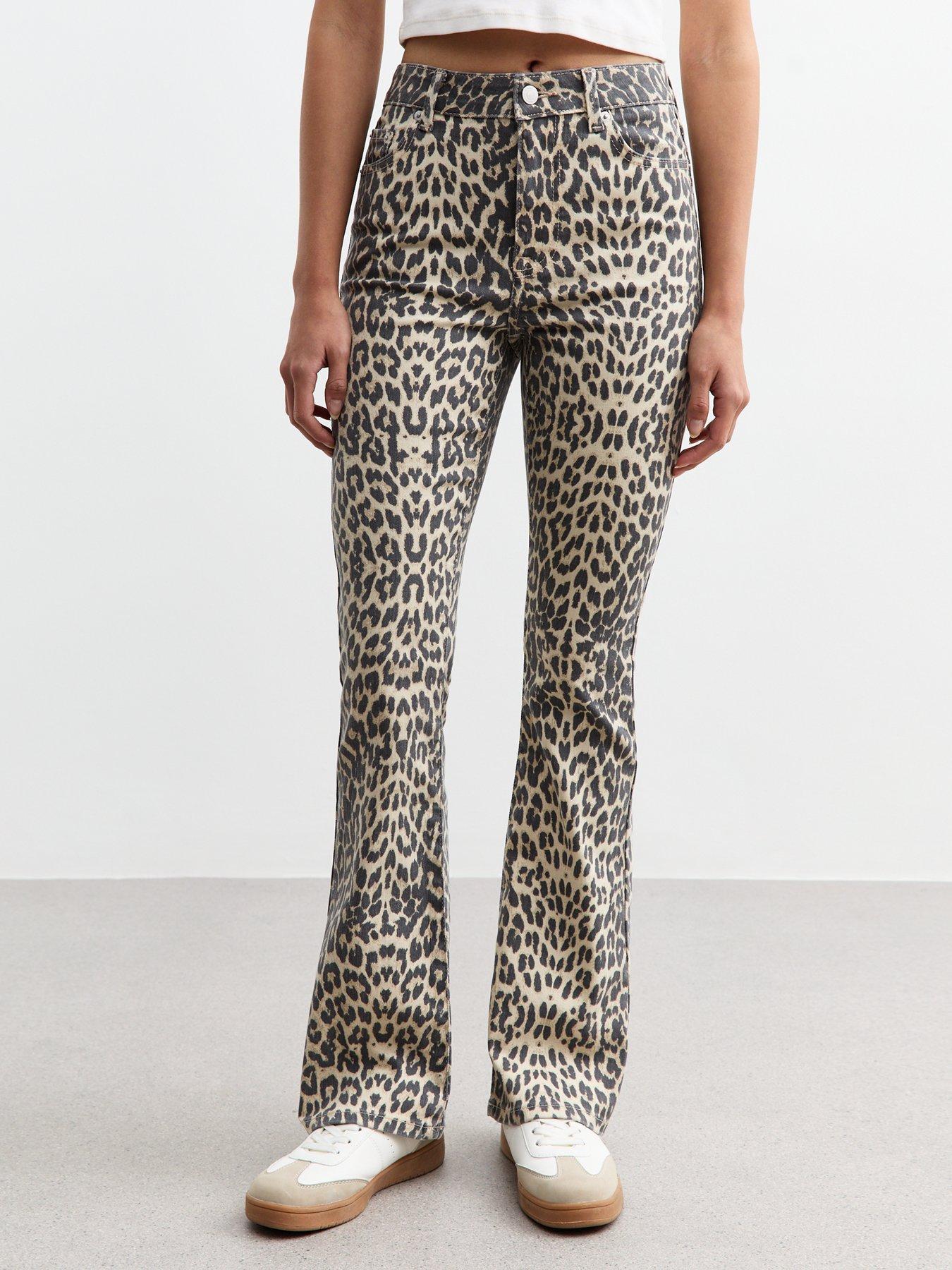 New Look Brown Leopard Print Bootcut Jeans