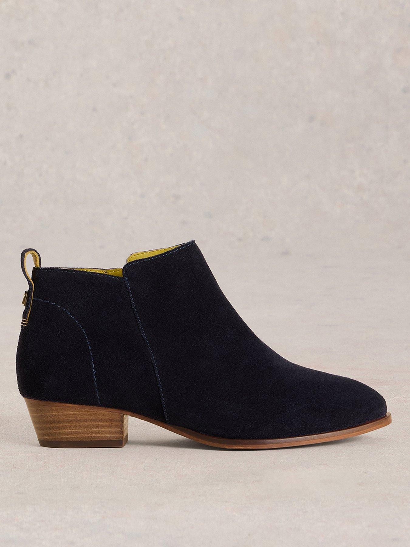 White Stuff Wide Fit Suede Ankle Boot - Navy
