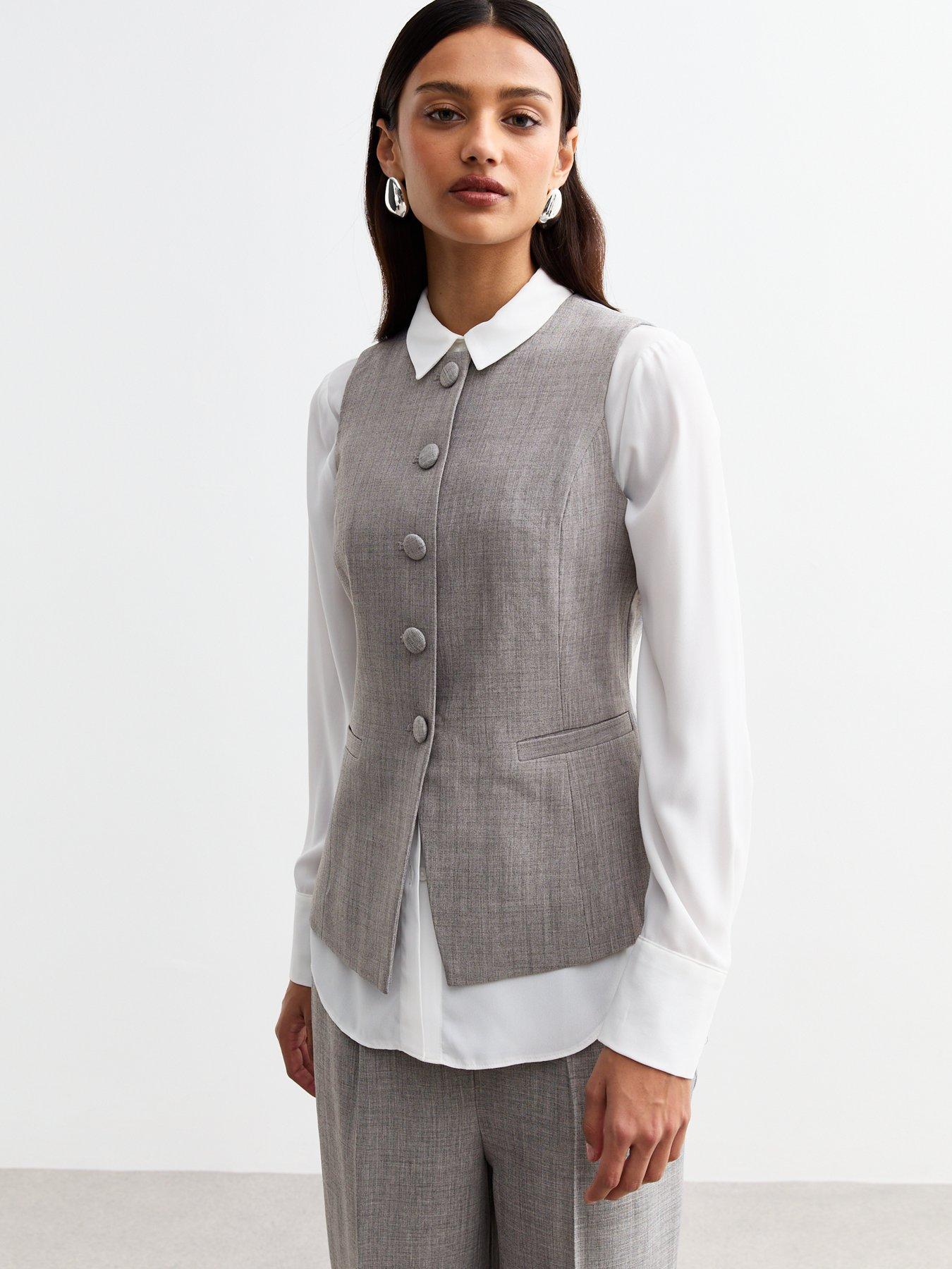 Image 1 of 6 of New Look Grey Crew Neck Waistcoat