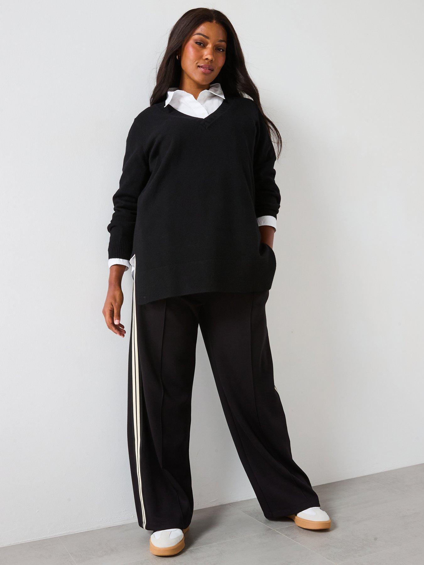 v-by-very-curve-classic-comfort-v-neck-split-hem-longline-jumper-blackback