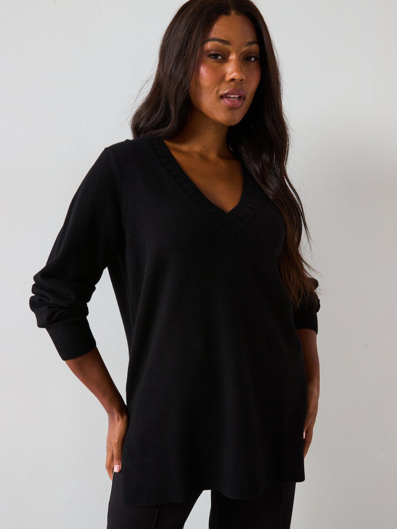 v-by-very-curve-classic-comfort-v-neck-split-hem-longline-jumper-blackoutfit