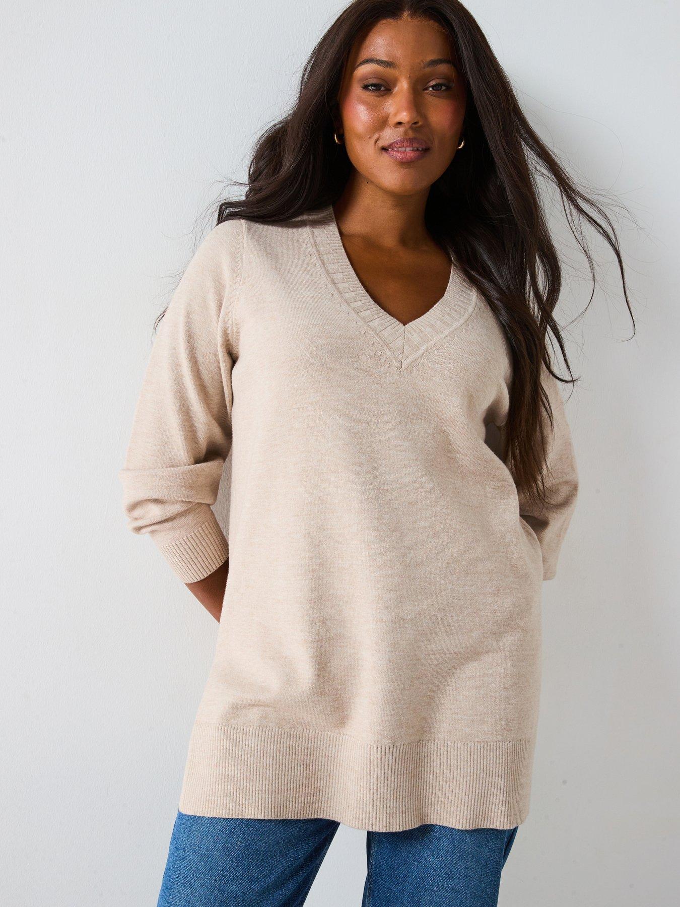 v-by-very-curve-classic-comfort-v-neck-split-hem-longline-jumper-beige