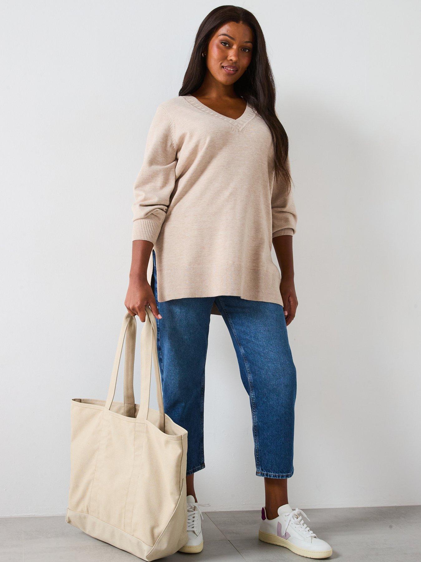 v-by-very-curve-classic-comfort-v-neck-split-hem-longline-jumper-beigeback