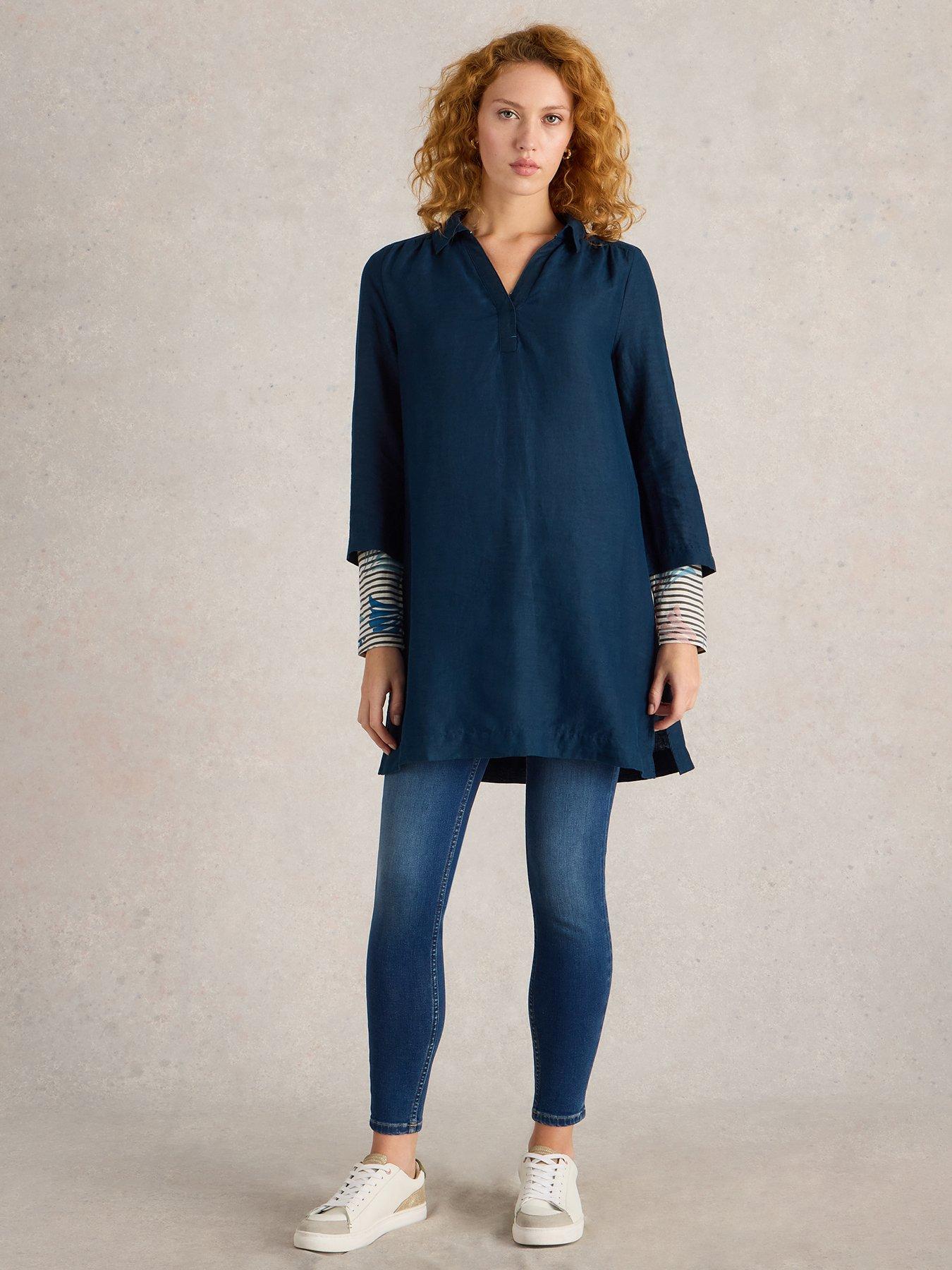 Image 3 of 6 of White Stuff Blake Linen Tunic - Navy