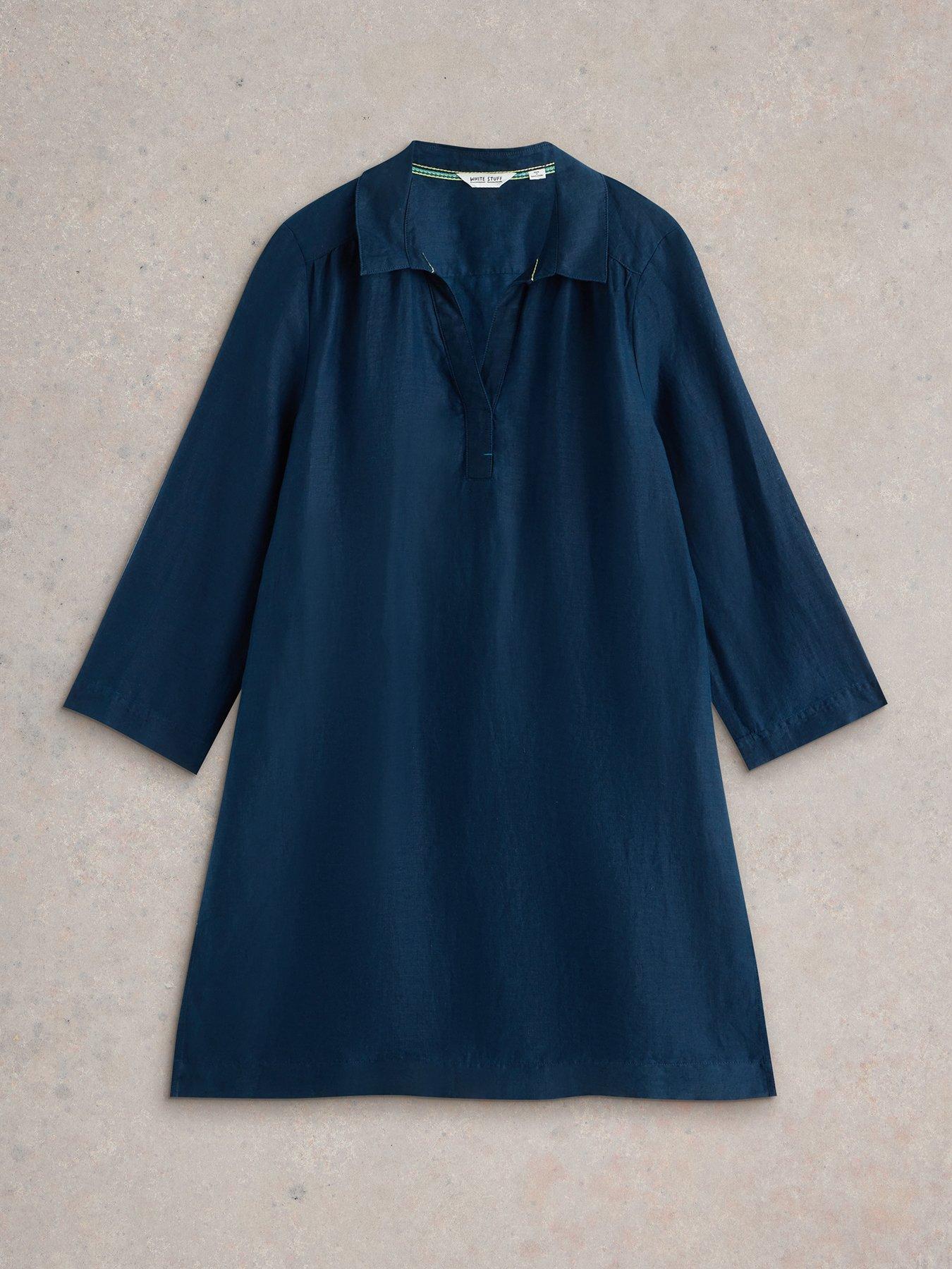 Image 5 of 6 of White Stuff Blake Linen Tunic - Navy
