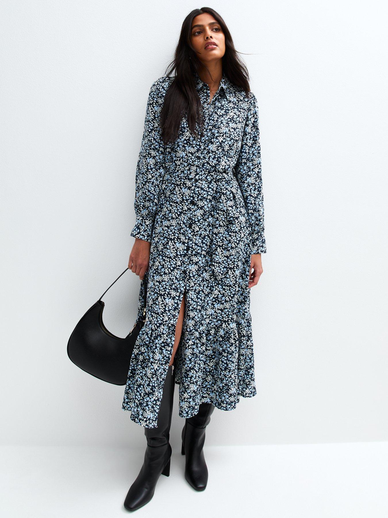 new-look-floral-print-tiered-midi-shirt-dress-blue