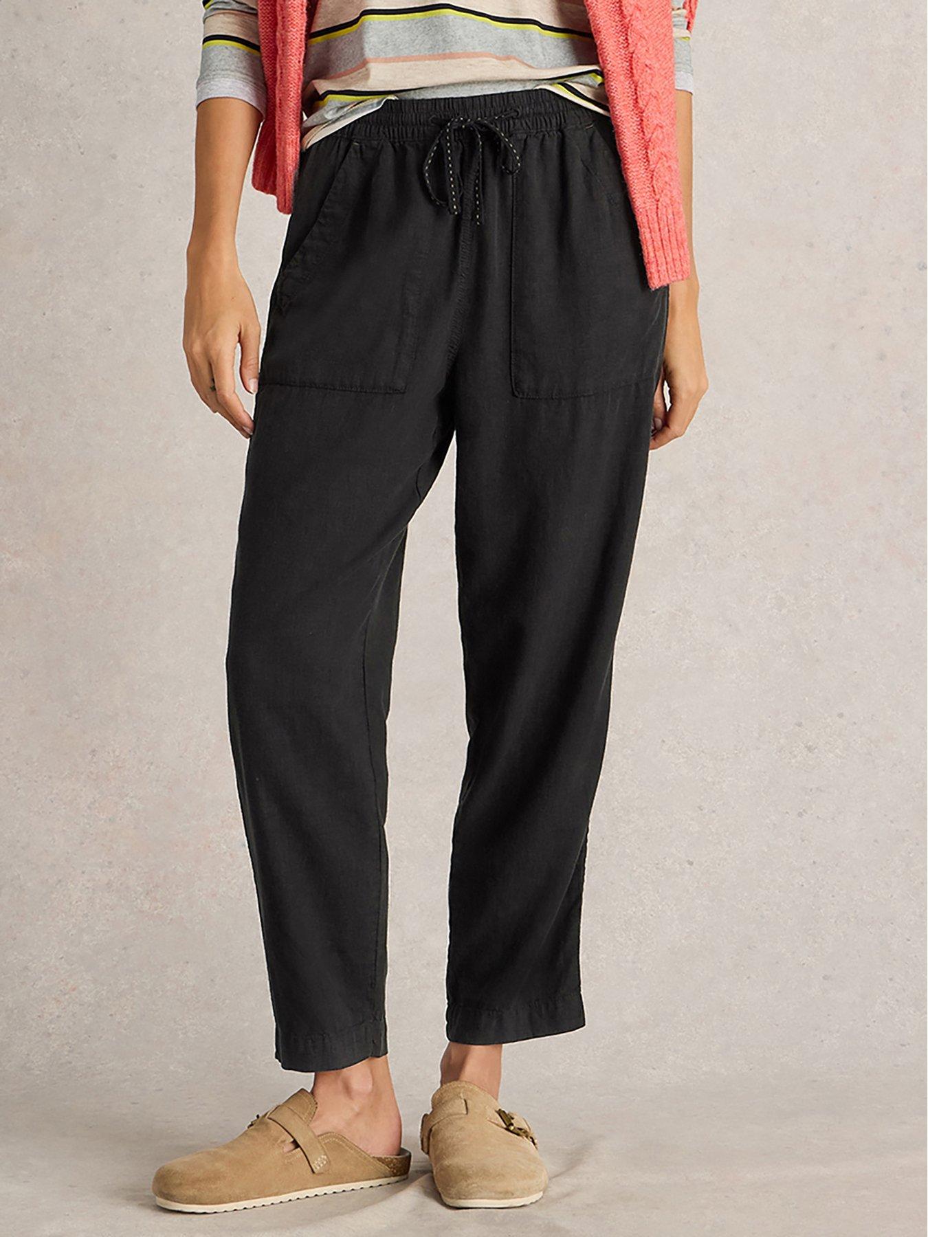 Image 1 of 6 of White Stuff Elle Linen Blend Trouser - Black
