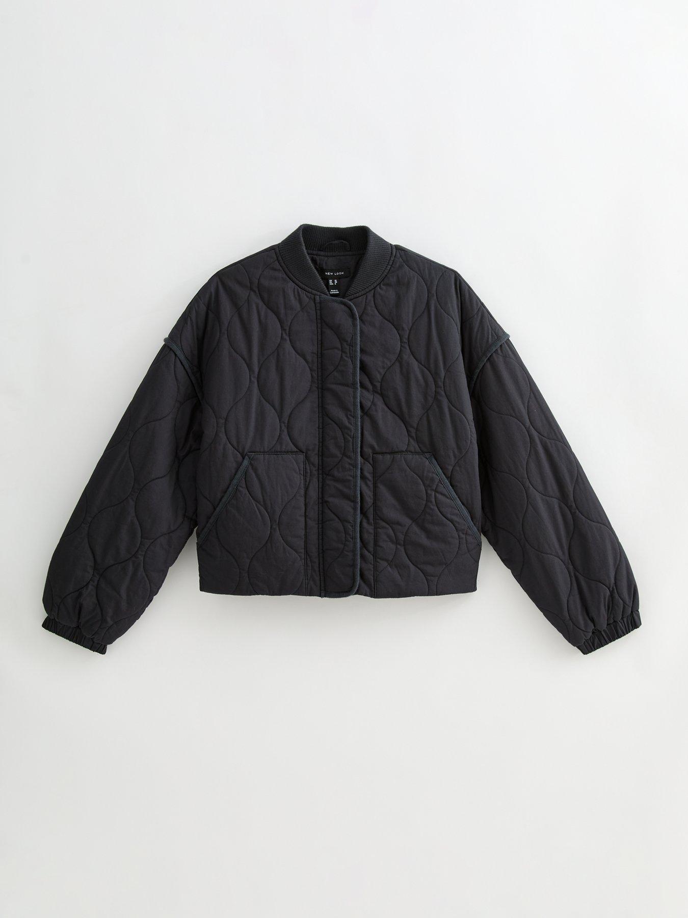 Image 5 of 5 of New Look Stitched Pattern Lightly Padded Bomber Jacket - Grey