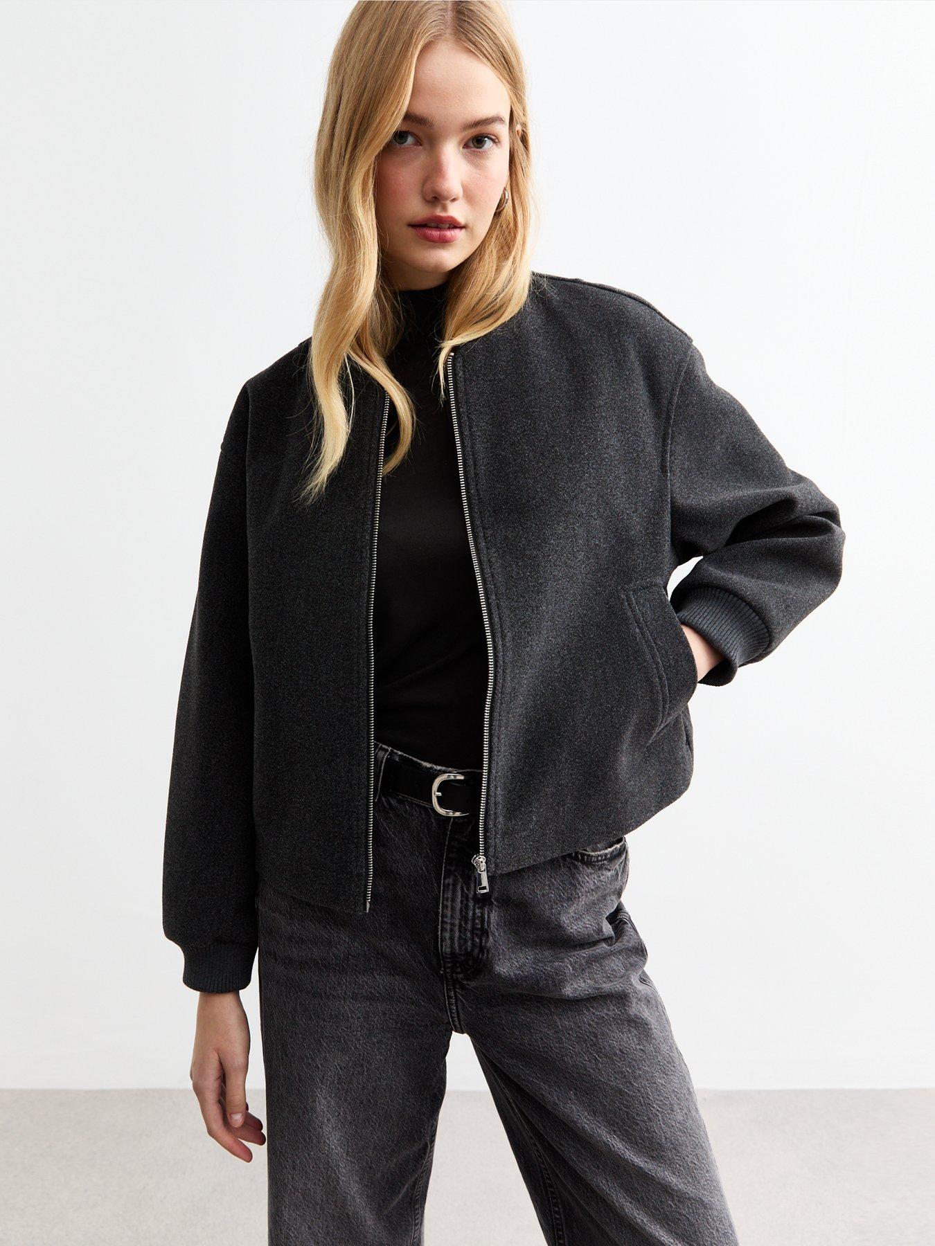 Image of New Look Grey Brushed Bomber Jacket