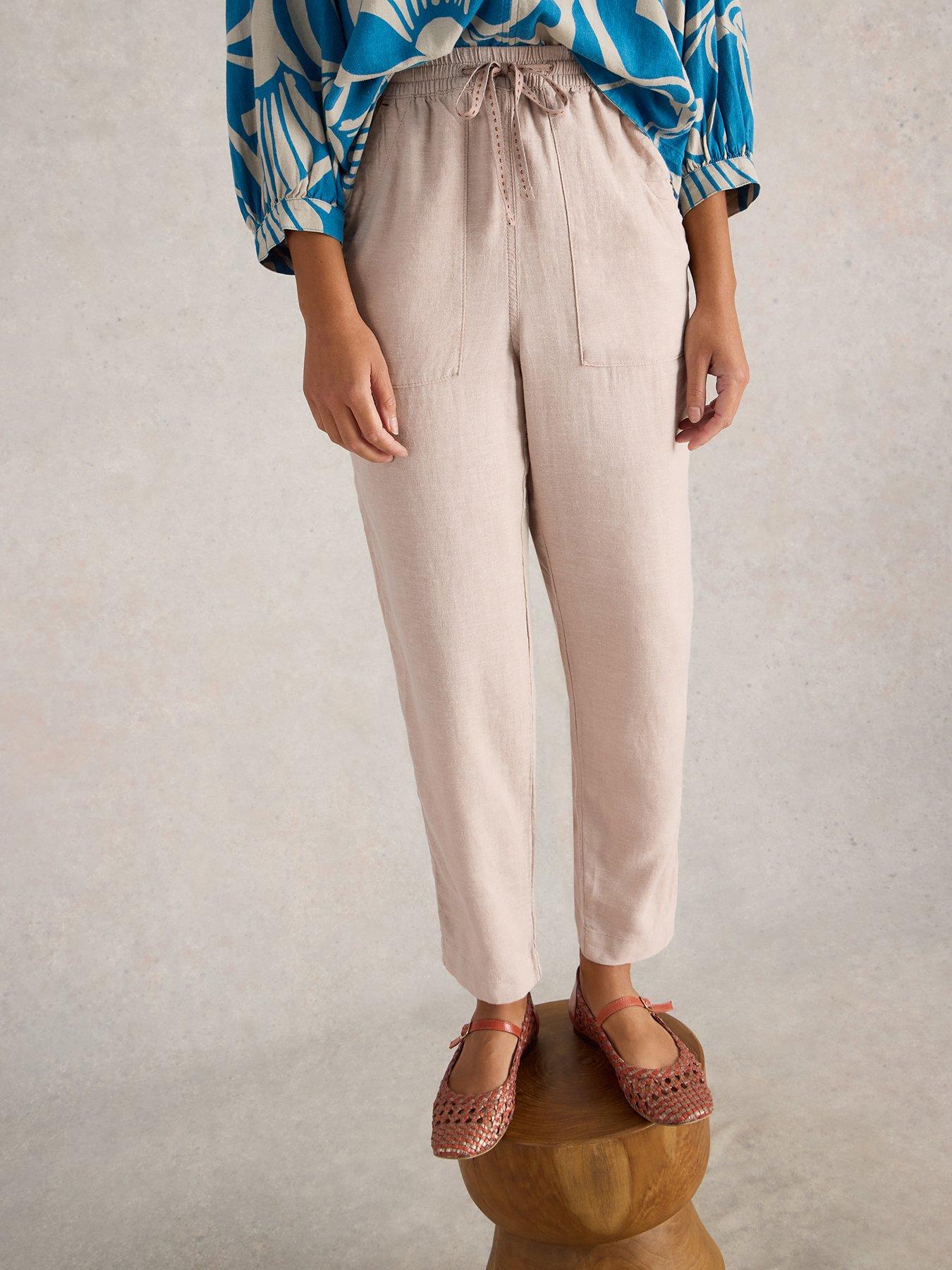 Image 1 of 6 of White Stuff Elle Linen Blend Trouser - Beige
