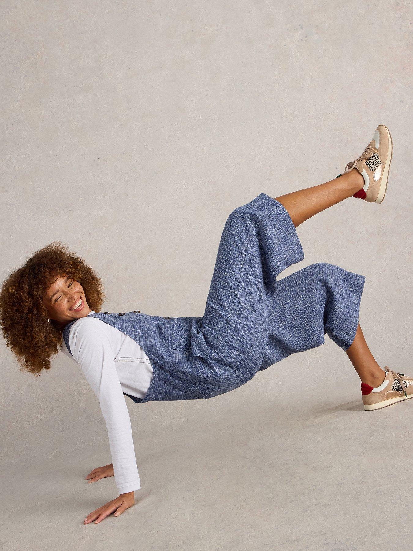 Image 3 of 6 of White Stuff Viola Linen Dungaree - Blue
