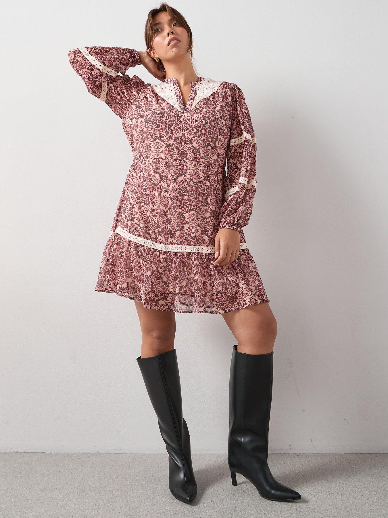 v-by-very-curve-lace-insert-frill-mini-dress-print