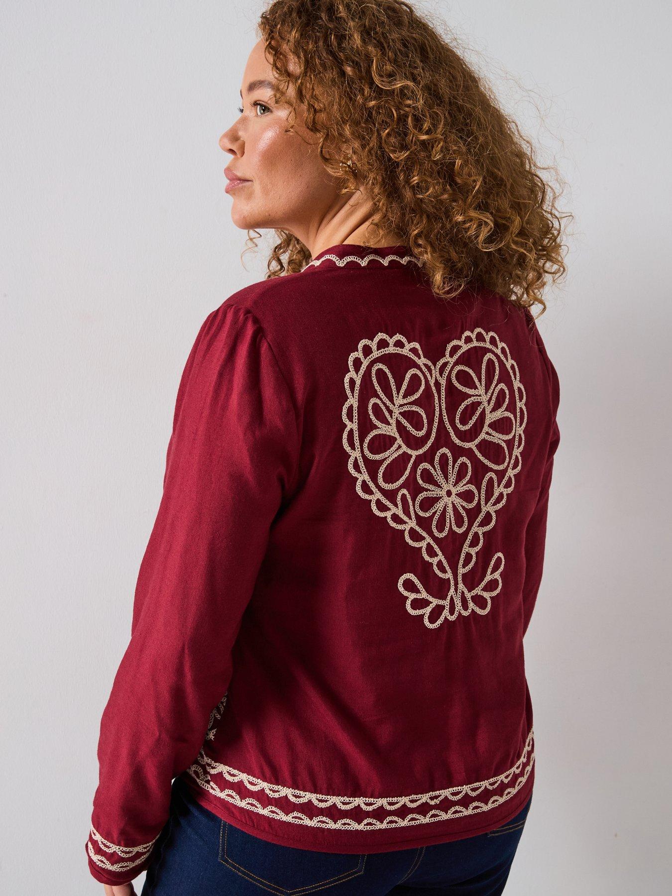 v-by-very-curve-embroidered-tie-detail-blouse-redstillFront