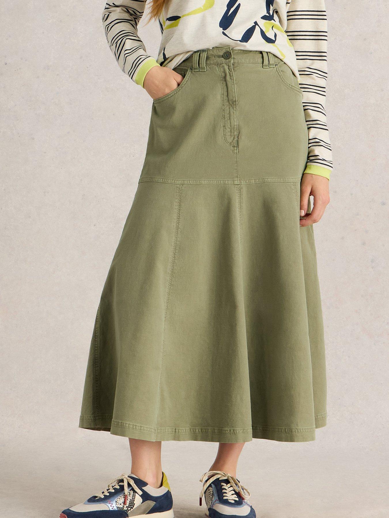 Image of White Stuff Quinn Midi Skirt - Green