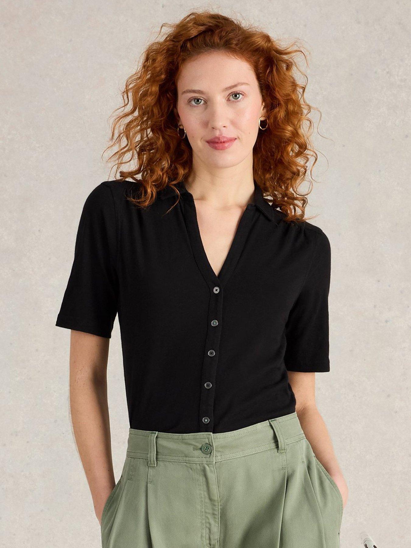 White Stuff Annie Short Sleeve Jersey Shirt - Black