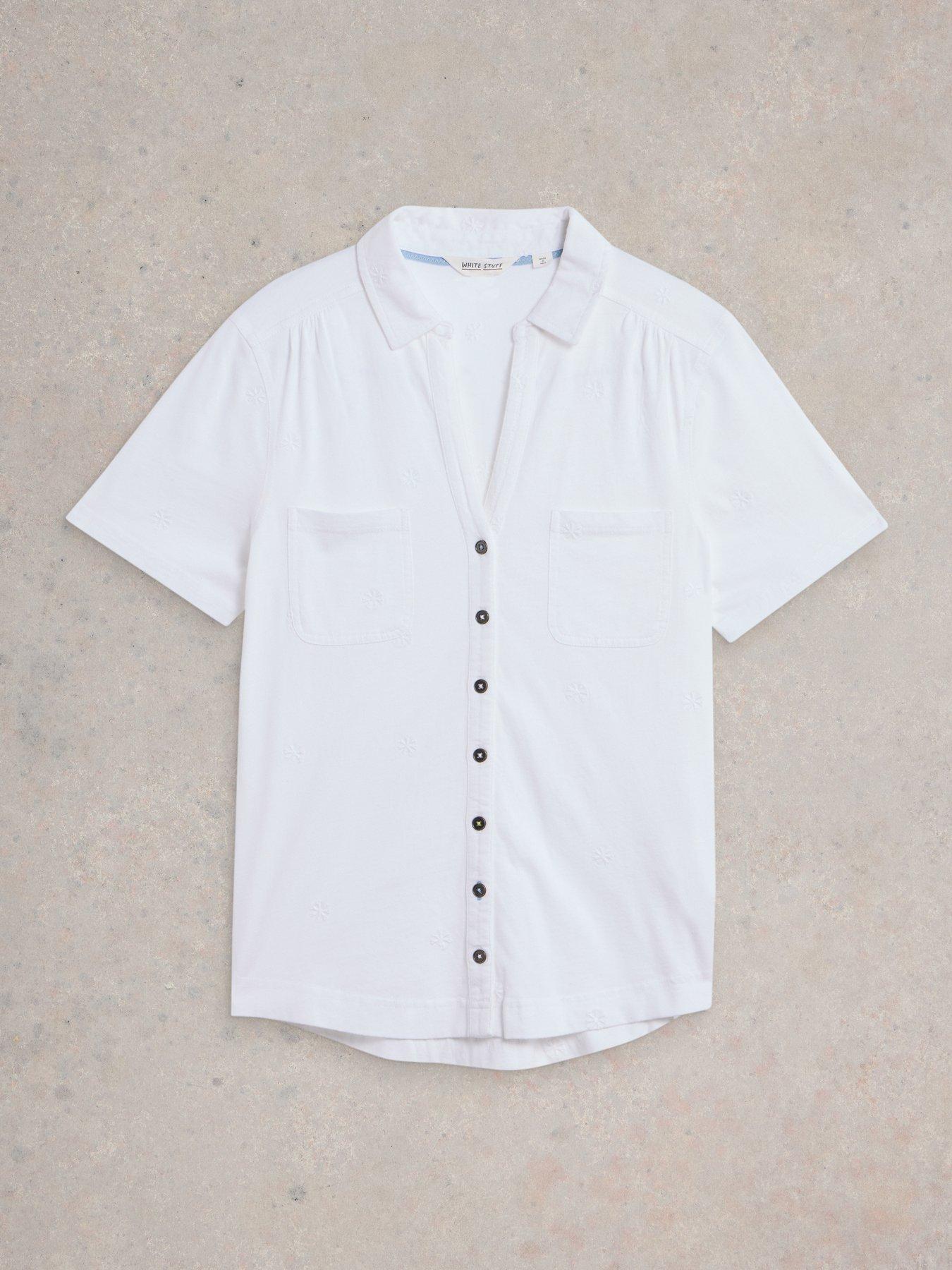 Image 5 of 6 of White Stuff Annie Short Sleeve Embroidered Shirt - White