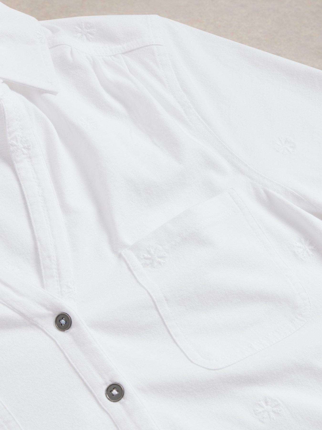 Image 6 of 6 of White Stuff Annie Short Sleeve Embroidered Shirt - White