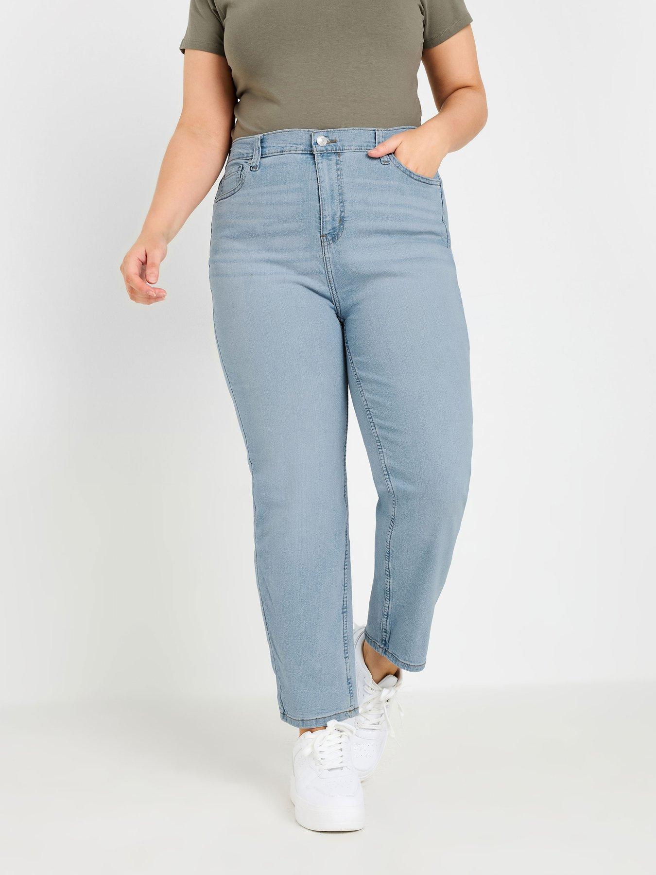 Image 1 of 4 of Yours Curve Ruby Straight Leg Bleach 28" Jeans&nbsp;- Blue