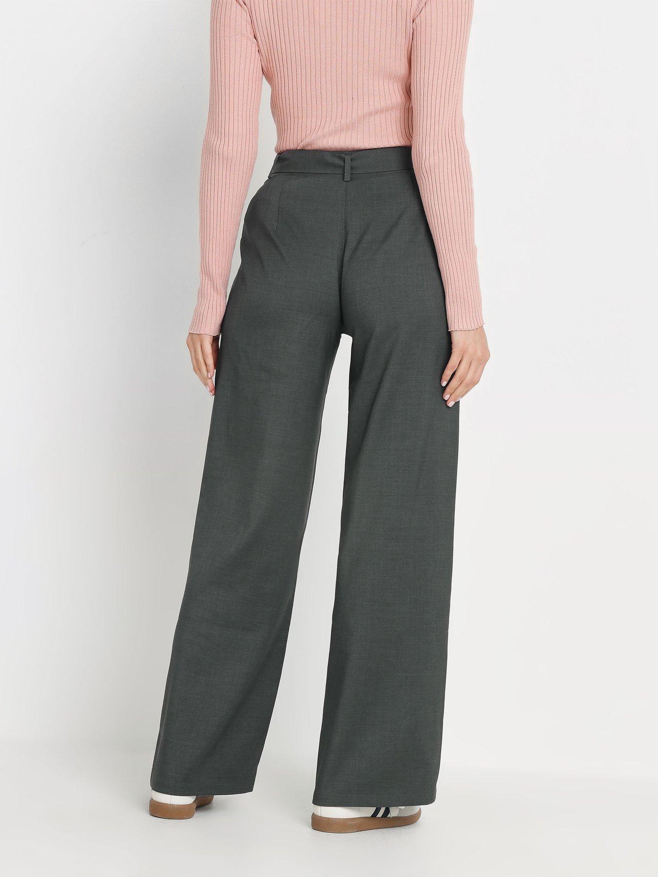 Image 2 of 4 of Long Tall Sally Wide Leg Belted Trouser 34" - Grey