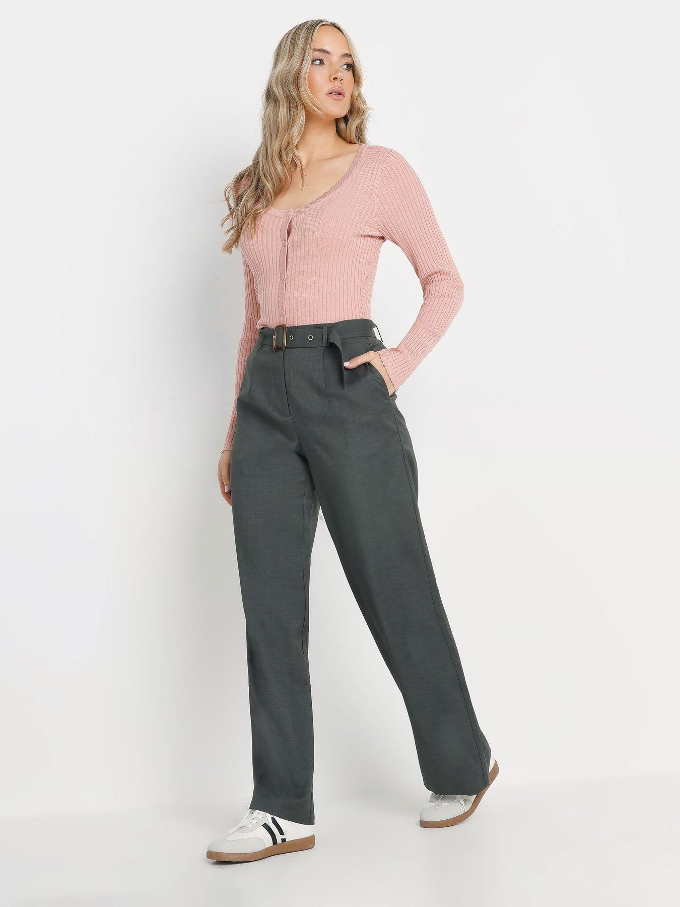 Image 3 of 4 of Long Tall Sally Wide Leg Belted Trouser 34" - Grey